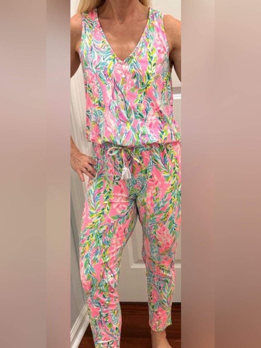Lilly Pulitzer Pink & Teal Floral Jumpsuit